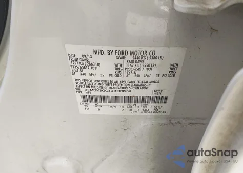 2013 Ford Edge Se из США, поврежденный, VIN 2FMDK3GC4DBE09969